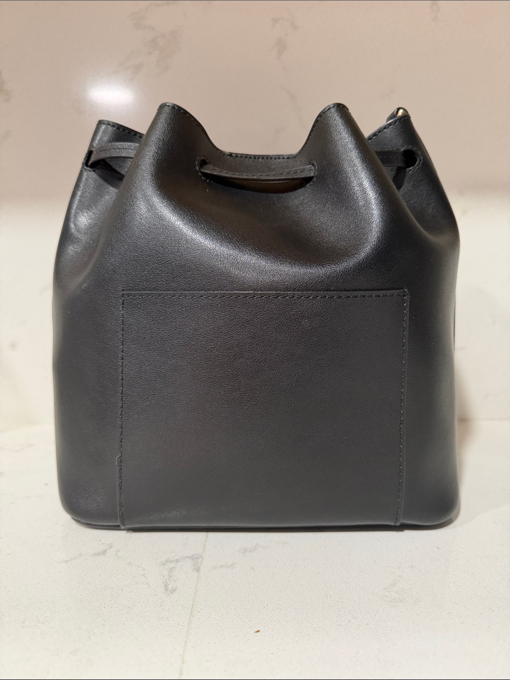 Michael Kors Black Leather Mini Drawstring Bucket Bag with Gold Hardware - Picture 3 of 7